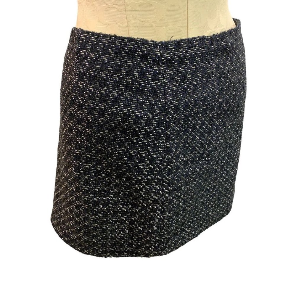 Size 8 Willi Smith Tweed Mini Skirt Pencil Straight Black Silver Lined